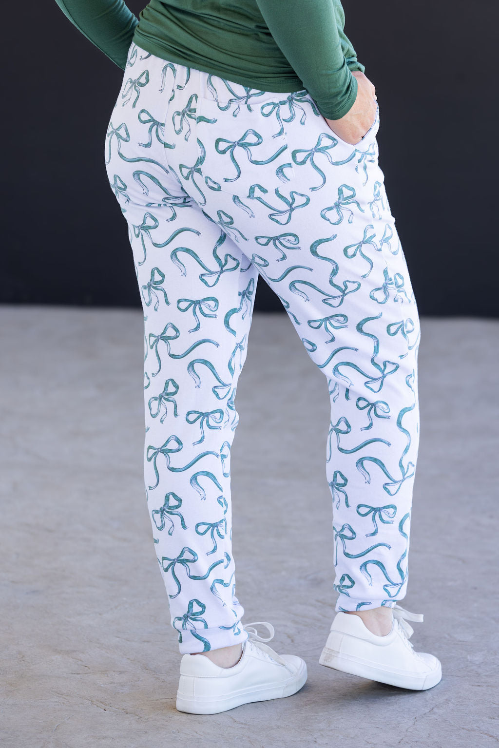 Classic Joggers - Green Ribbons-bottoms-Villari Chic, women's online fashion boutique in Severna, Maryland