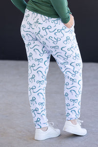 Classic Joggers - Green Ribbons-bottoms-Villari Chic, women's online fashion boutique in Severna, Maryland