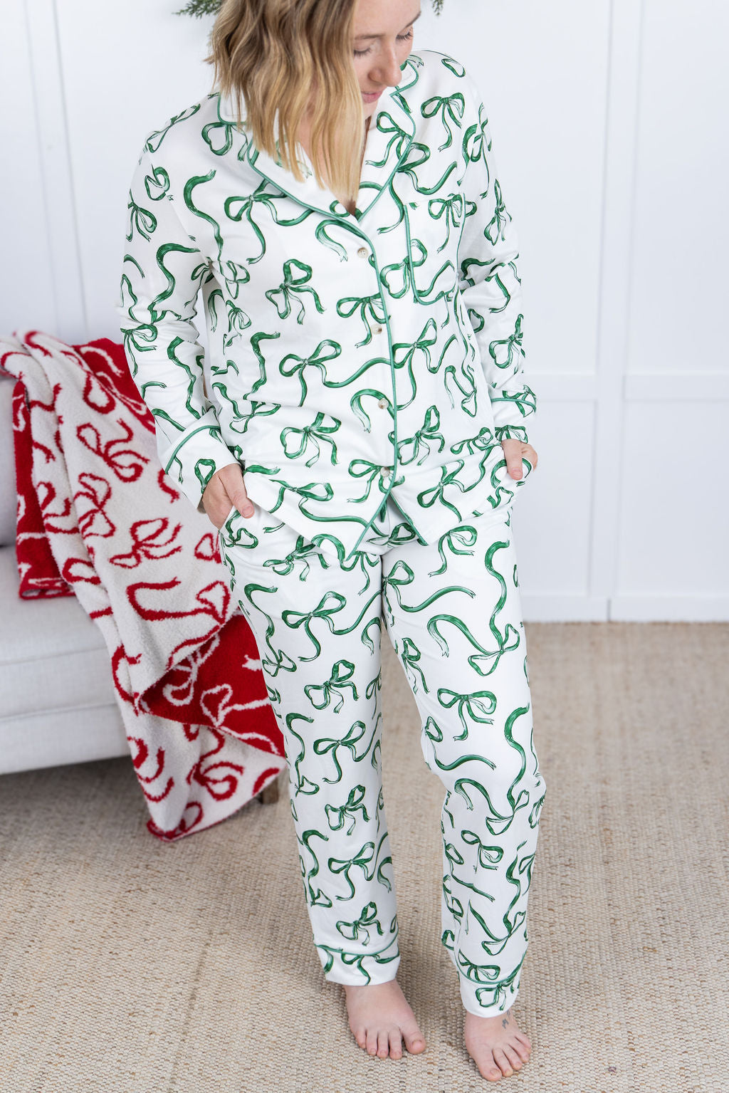 Ribbon Pajama Set - Green-pajama set-Villari Chic, women's online fashion boutique in Severna, Maryland