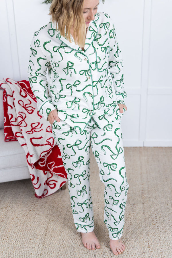 Ribbon Pajama Set - Green-pajama set-Villari Chic, women's online fashion boutique in Severna, Maryland