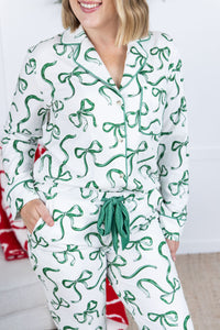 Ribbon Pajama Set - Green-pajama set-Villari Chic, women's online fashion boutique in Severna, Maryland