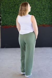 Wide Leg Vintage Wash Bottoms - Olive-bottoms-Villari Chic, women's online fashion boutique in Severna, Maryland