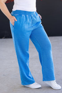 Wide Leg Vintage Wash Bottoms - Winter Blue-bottoms-Villari Chic, women's online fashion boutique in Severna, Maryland
