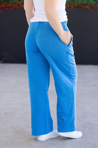 Wide Leg Vintage Wash Bottoms - Winter Blue-bottoms-Villari Chic, women's online fashion boutique in Severna, Maryland