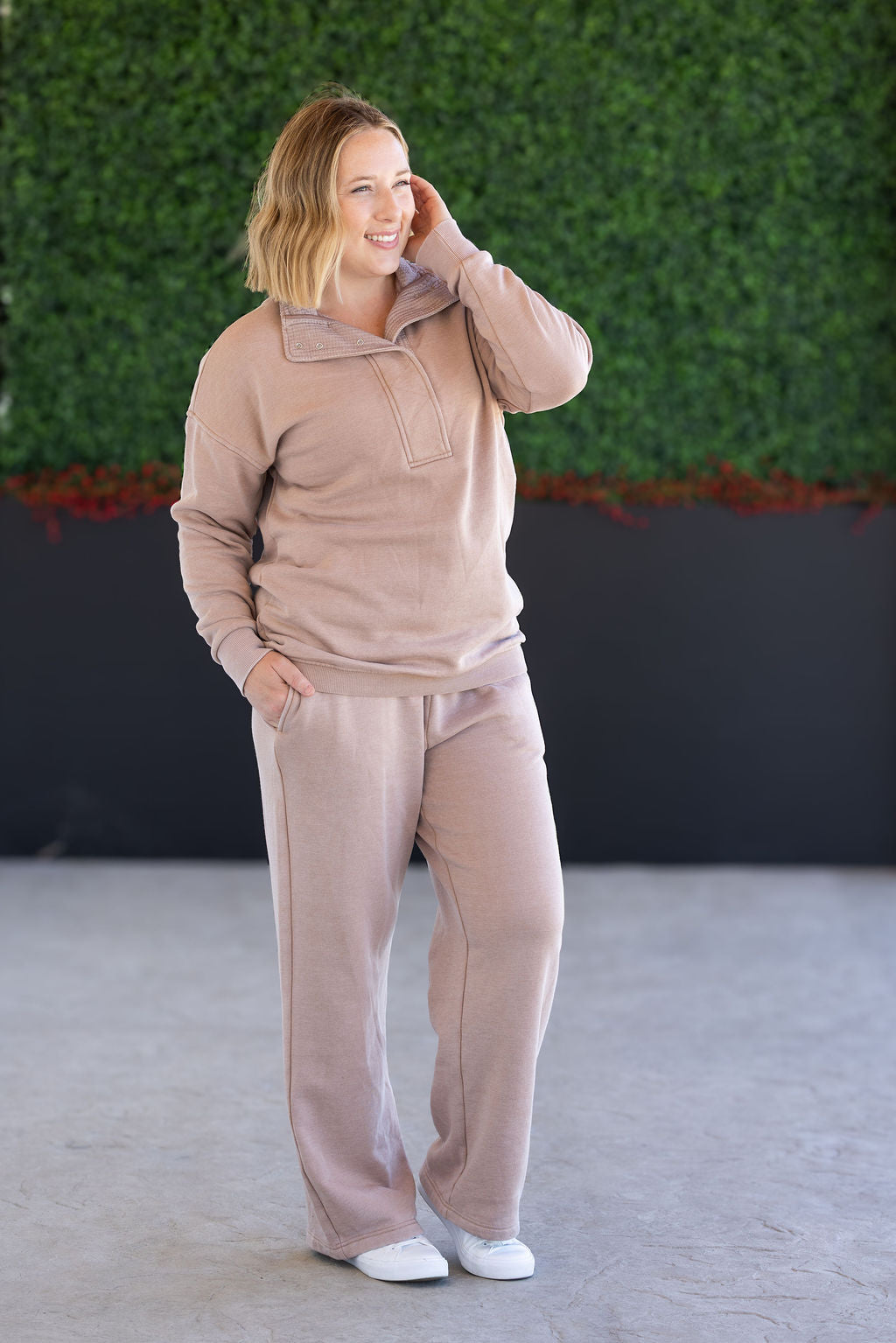 Wide Leg Vintage Wash Bottoms - Tan-bottoms-Villari Chic, women's online fashion boutique in Severna, Maryland