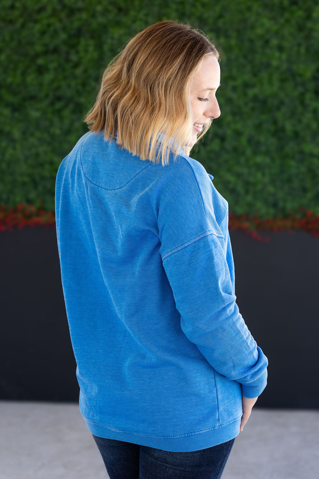 Jesse Vintage Wash Snap Pullover - Winter Blue-Sweatshirt-Villari Chic, women's online fashion boutique in Severna, Maryland