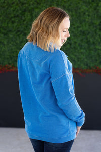 Jesse Vintage Wash Snap Pullover - Winter Blue-Sweatshirt-Villari Chic, women's online fashion boutique in Severna, Maryland