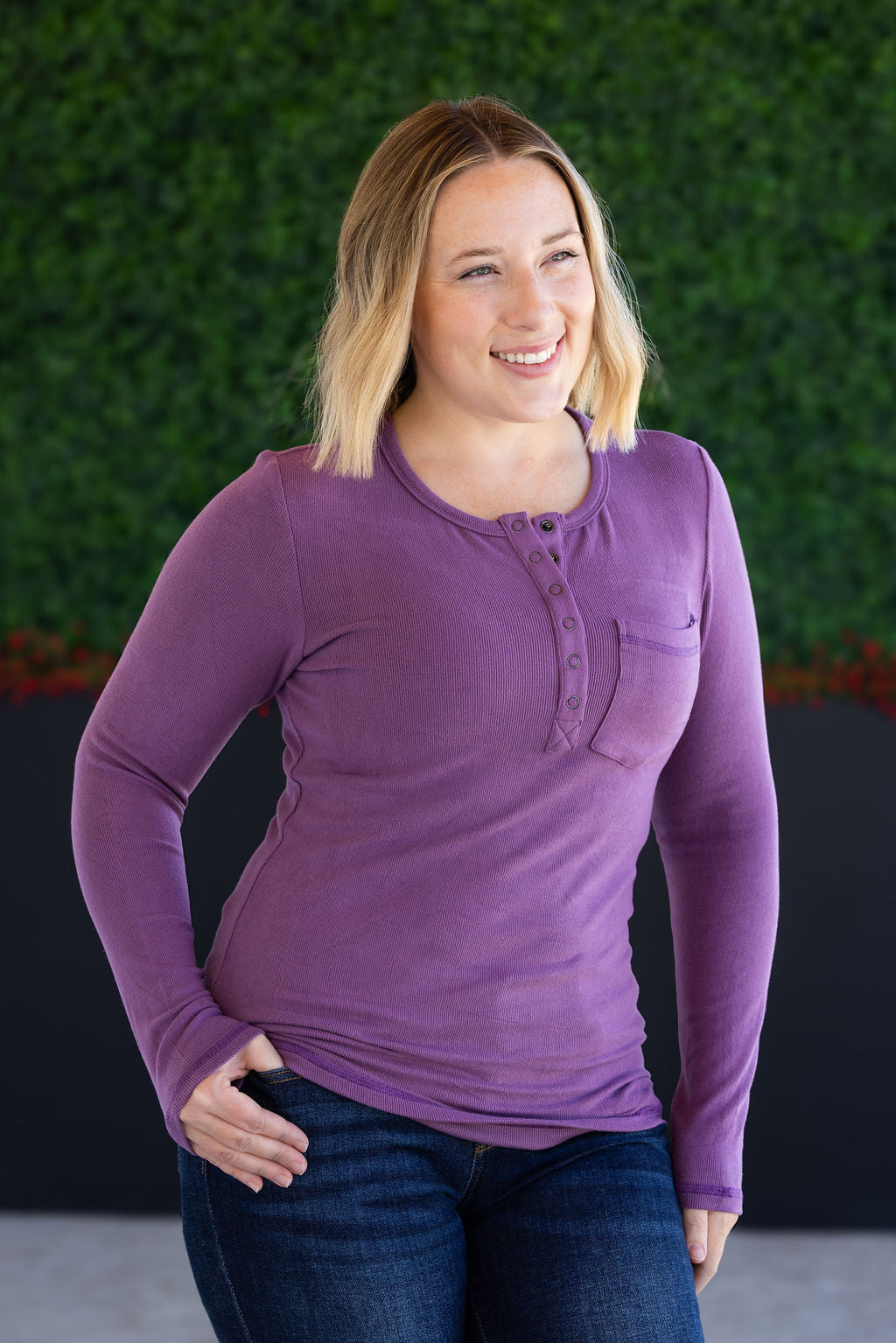 Georgia Long Sleeve Top - Purple-Tops-Villari Chic, women's online fashion boutique in Severna, Maryland