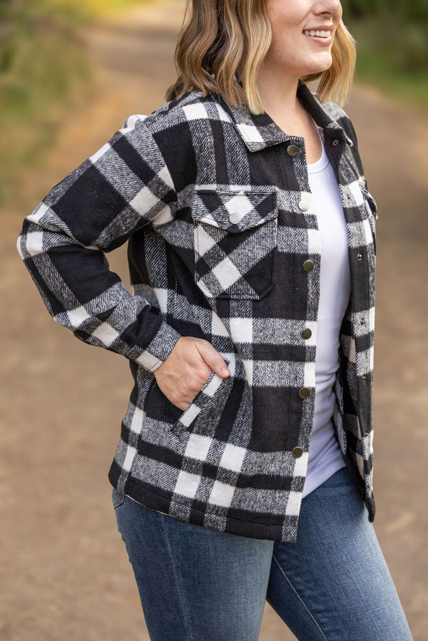 Norah Plaid Shacket - Classic Black and White-Villari Chic, women's online fashion boutique in Severna, Maryland