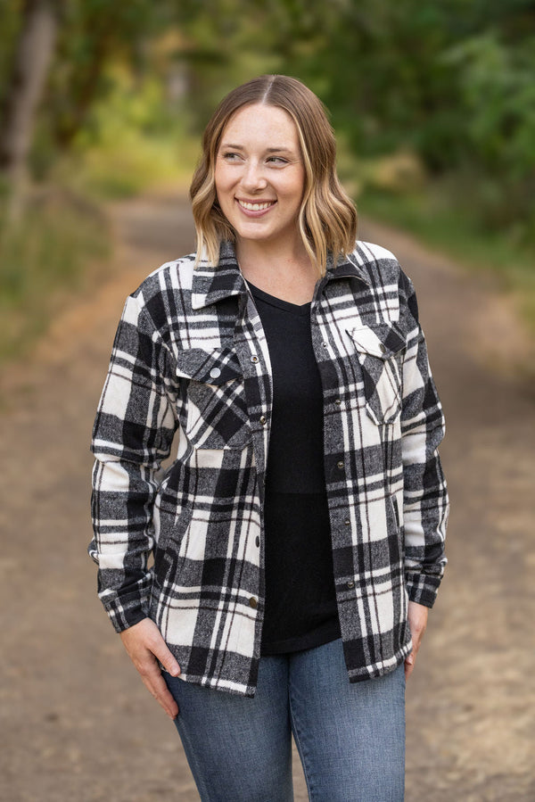 Norah Plaid Shacket - Ivory and Black-Villari Chic, women's online fashion boutique in Severna, Maryland