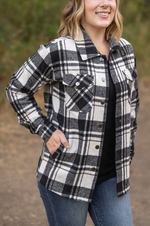 Norah Plaid Shacket - Ivory and Black-Villari Chic, women's online fashion boutique in Severna, Maryland