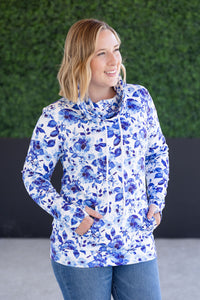 Soft Funnel Neck - Sapphire Floral-clothing-Villari Chic, women's online fashion boutique in Severna, Maryland
