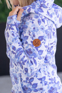HalfZip Hoodie - Sapphire Floral-clothing-Villari Chic, women's online fashion boutique in Severna, Maryland
