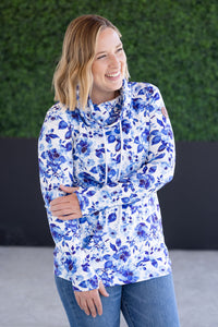 Soft Funnel Neck - Sapphire Floral-clothing-Villari Chic, women's online fashion boutique in Severna, Maryland
