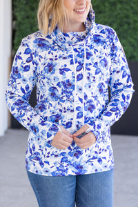 Soft Funnel Neck - Sapphire Floral-clothing-Villari Chic, women's online fashion boutique in Severna, Maryland