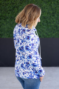 Soft Funnel Neck - Sapphire Floral-clothing-Villari Chic, women's online fashion boutique in Severna, Maryland