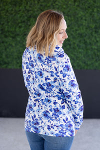 Soft Funnel Neck - Sapphire Floral-clothing-Villari Chic, women's online fashion boutique in Severna, Maryland