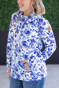 Soft Funnel Neck - Sapphire Floral-clothing-Villari Chic, women's online fashion boutique in Severna, Maryland