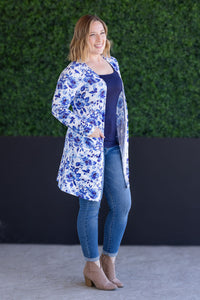 Classic Cardigan - Sapphire Floral-Cardigan-Villari Chic, women's online fashion boutique in Severna, Maryland