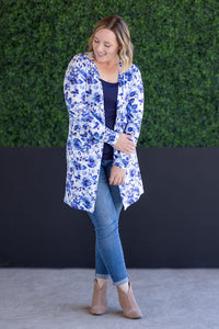 Classic Cardigan - Sapphire Floral-Cardigan-Villari Chic, women's online fashion boutique in Severna, Maryland