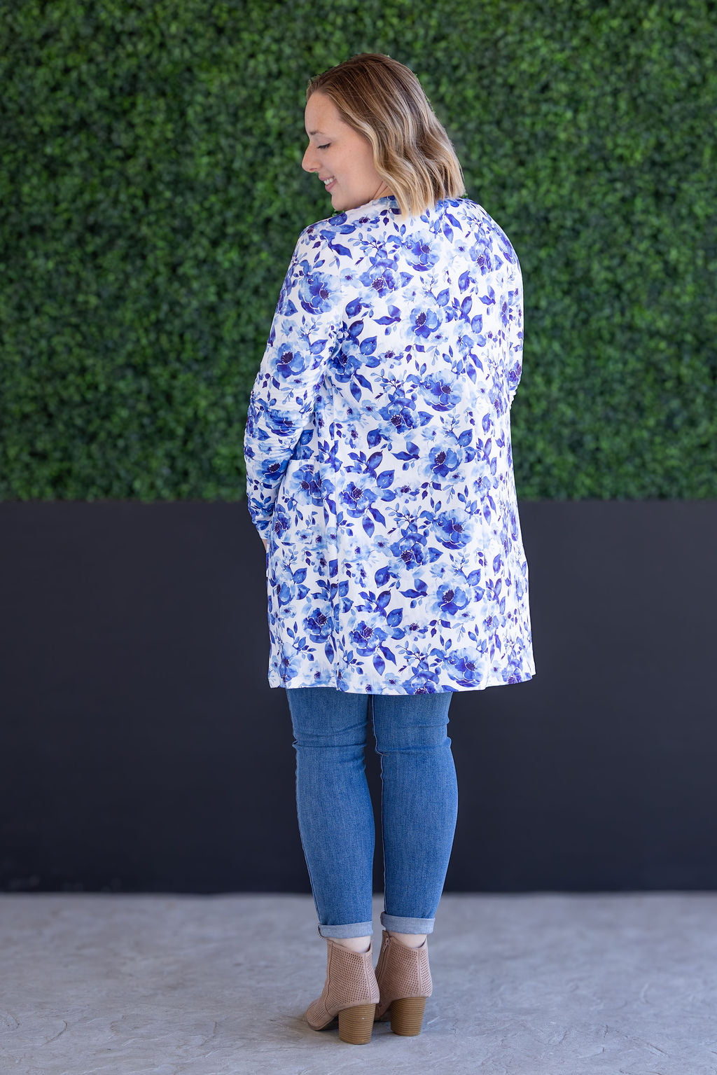 Classic Cardigan - Sapphire Floral-Cardigan-Villari Chic, women's online fashion boutique in Severna, Maryland