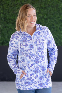 HalfZip Hoodie - Sapphire Floral-clothing-Villari Chic, women's online fashion boutique in Severna, Maryland
