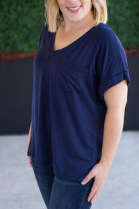 Sierra Pocket Top - Navy-Tops-Villari Chic, women's online fashion boutique in Severna, Maryland