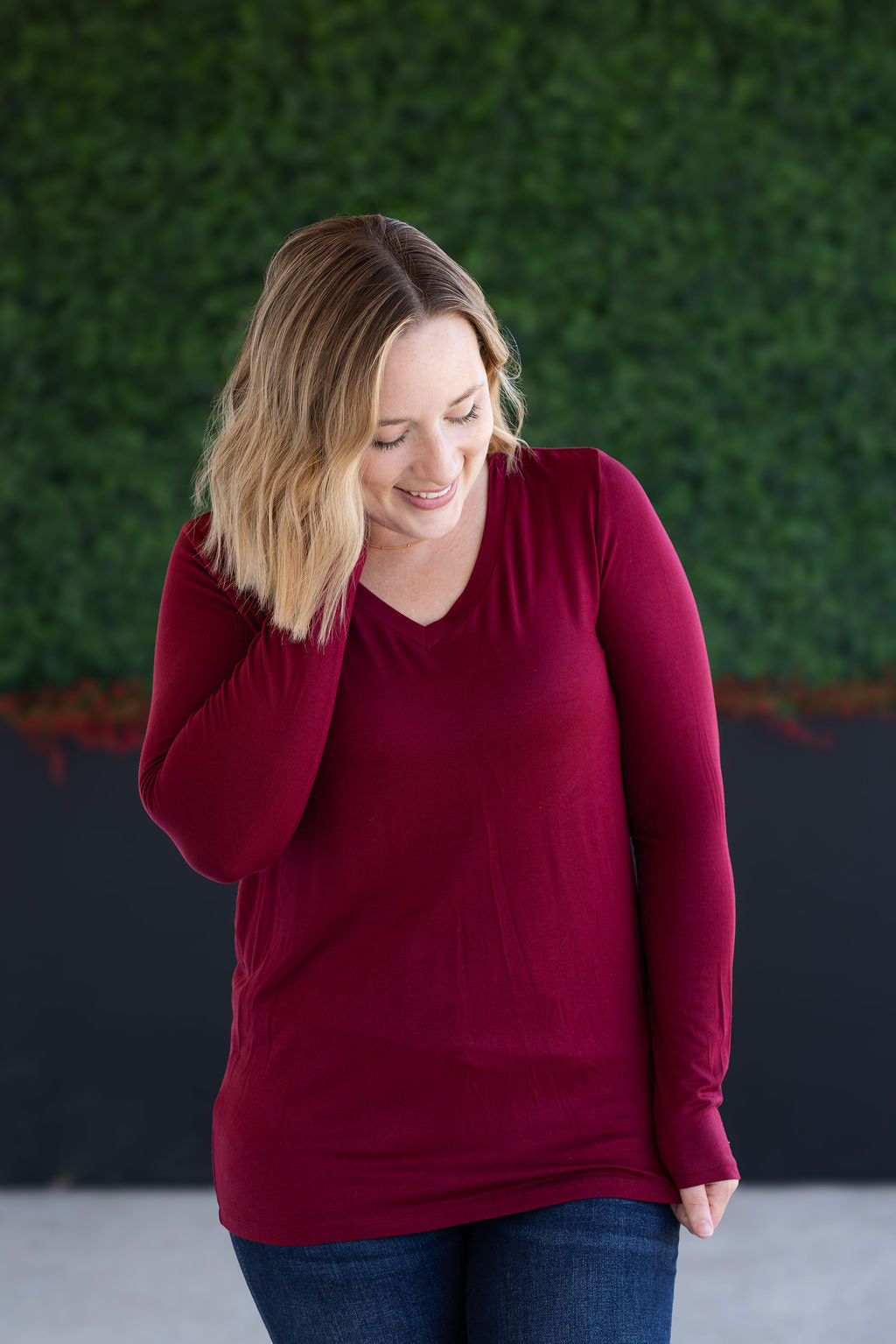 Larissa Long Sleeve - Burgundy-Tops-Villari Chic, women's online fashion boutique in Severna, Maryland