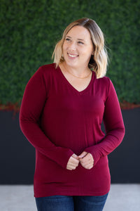 Larissa Long Sleeve - Burgundy-Tops-Villari Chic, women's online fashion boutique in Severna, Maryland