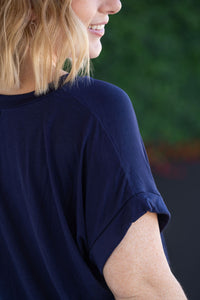 Sierra Pocket Top - Navy-Tops-Villari Chic, women's online fashion boutique in Severna, Maryland
