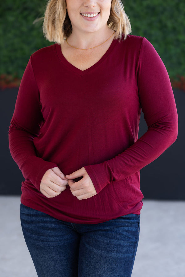 Larissa Long Sleeve - Burgundy-Tops-Villari Chic, women's online fashion boutique in Severna, Maryland