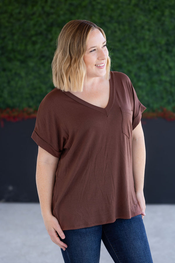 Sierra Pocket Top - Brown-Tops-Villari Chic, women's online fashion boutique in Severna, Maryland