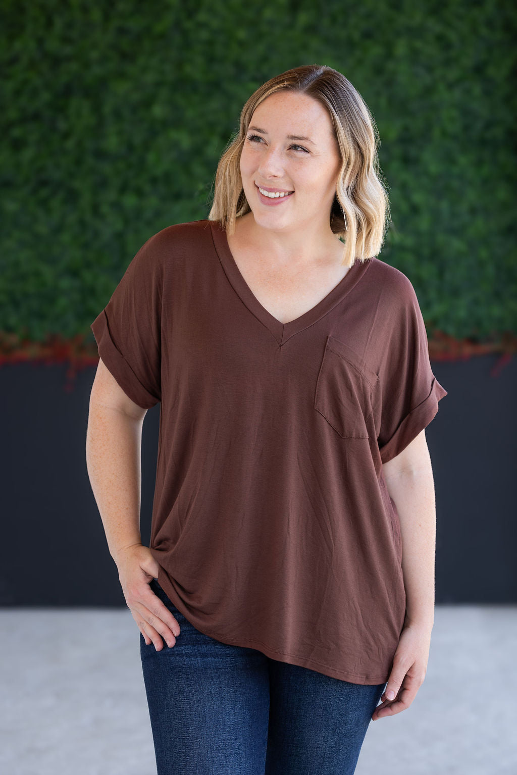 Sierra Pocket Top - Brown-Tops-Villari Chic, women's online fashion boutique in Severna, Maryland