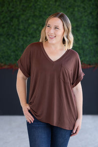Sierra Pocket Top - Brown-Tops-Villari Chic, women's online fashion boutique in Severna, Maryland