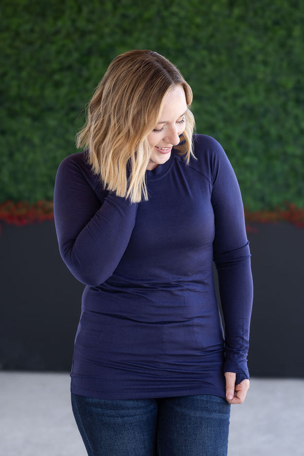 Blair Long Sleeve Top - Navy-Tops-Villari Chic, women's online fashion boutique in Severna, Maryland
