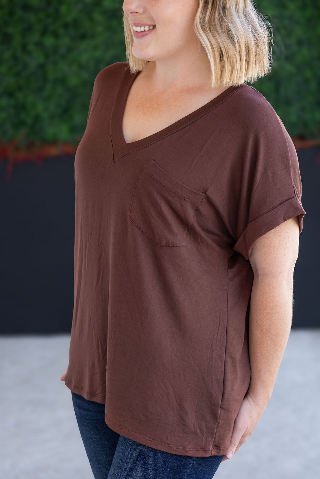 Sierra Pocket Top - Brown-Tops-Villari Chic, women's online fashion boutique in Severna, Maryland