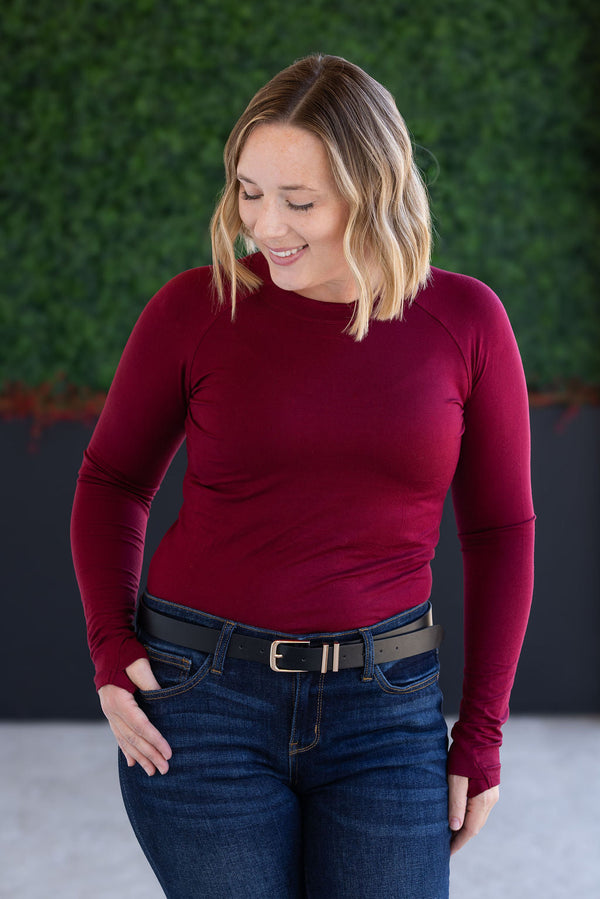 Blair Long Sleeve Top - Burgundy-Tops-Villari Chic, women's online fashion boutique in Severna, Maryland