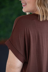 Sierra Pocket Top - Brown-Tops-Villari Chic, women's online fashion boutique in Severna, Maryland