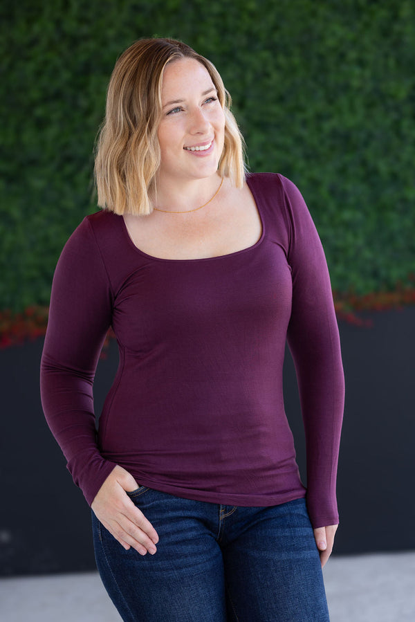 Alyssa Long Sleeve Top - Plum-Tops-Villari Chic, women's online fashion boutique in Severna, Maryland