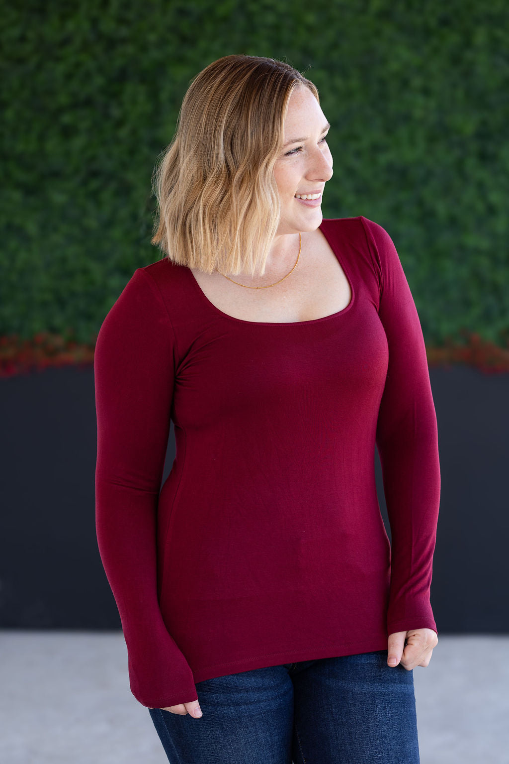 Alyssa Long Sleeve Top - Burgundy-Tops-Villari Chic, women's online fashion boutique in Severna, Maryland