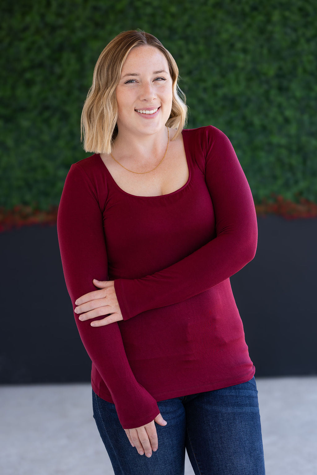 Alyssa Long Sleeve Top - Burgundy-Tops-Villari Chic, women's online fashion boutique in Severna, Maryland