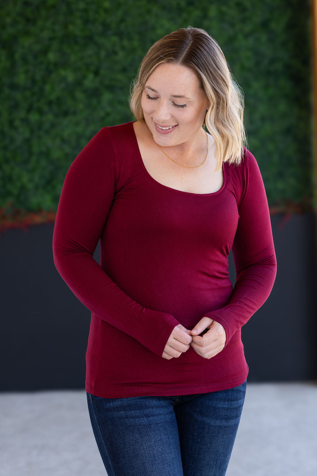 Alyssa Long Sleeve Top - Burgundy-Tops-Villari Chic, women's online fashion boutique in Severna, Maryland