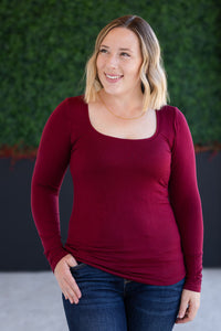 Alyssa Long Sleeve Top - Burgundy-Tops-Villari Chic, women's online fashion boutique in Severna, Maryland