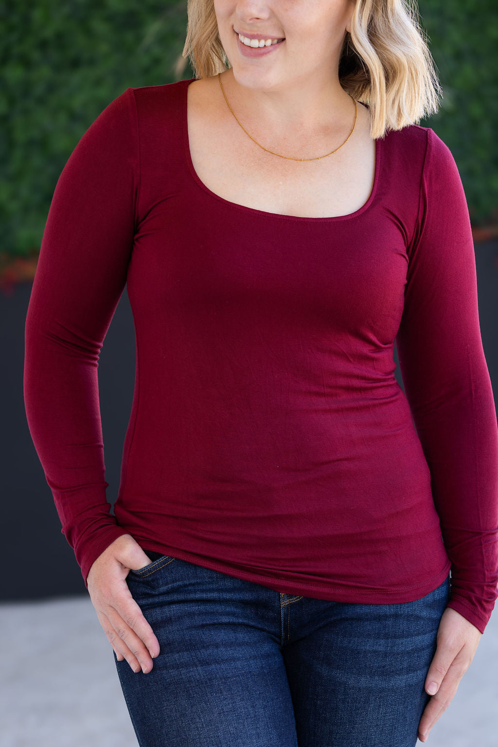 Alyssa Long Sleeve Top - Burgundy-Tops-Villari Chic, women's online fashion boutique in Severna, Maryland