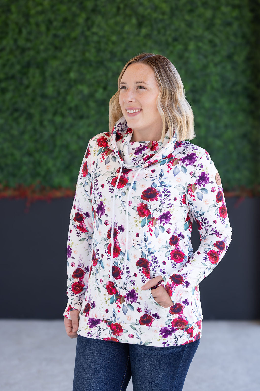 Soft Funnel Neck - Burgundy Bloom-clothing-Villari Chic, women's online fashion boutique in Severna, Maryland