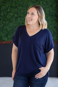 Sierra Pocket Top - Navy-Tops-Villari Chic, women's online fashion boutique in Severna, Maryland