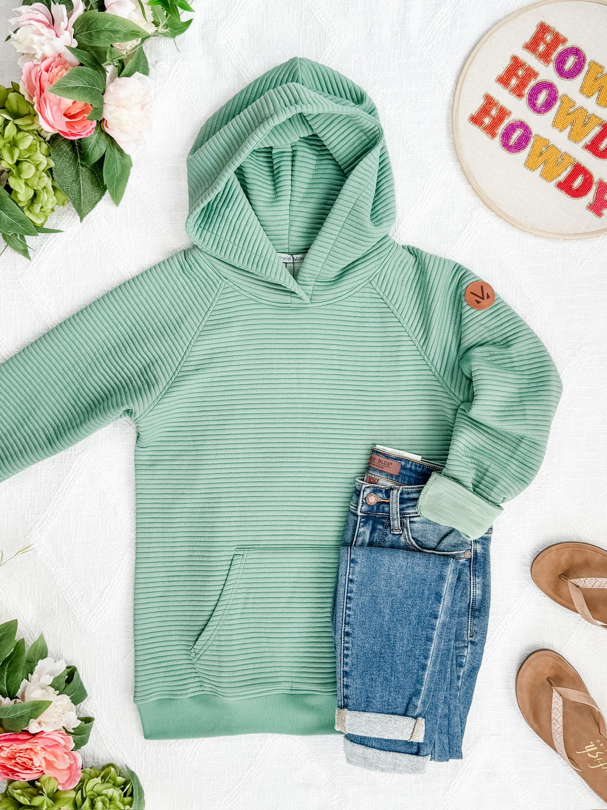 Tatum Textured Pullover Hoodie - Sea Green-outerwear-Villari Chic, women's online fashion boutique in Severna, Maryland
