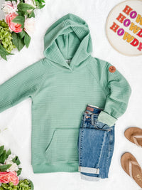 Tatum Textured Pullover Hoodie - Sea Green-outerwear-Villari Chic, women's online fashion boutique in Severna, Maryland