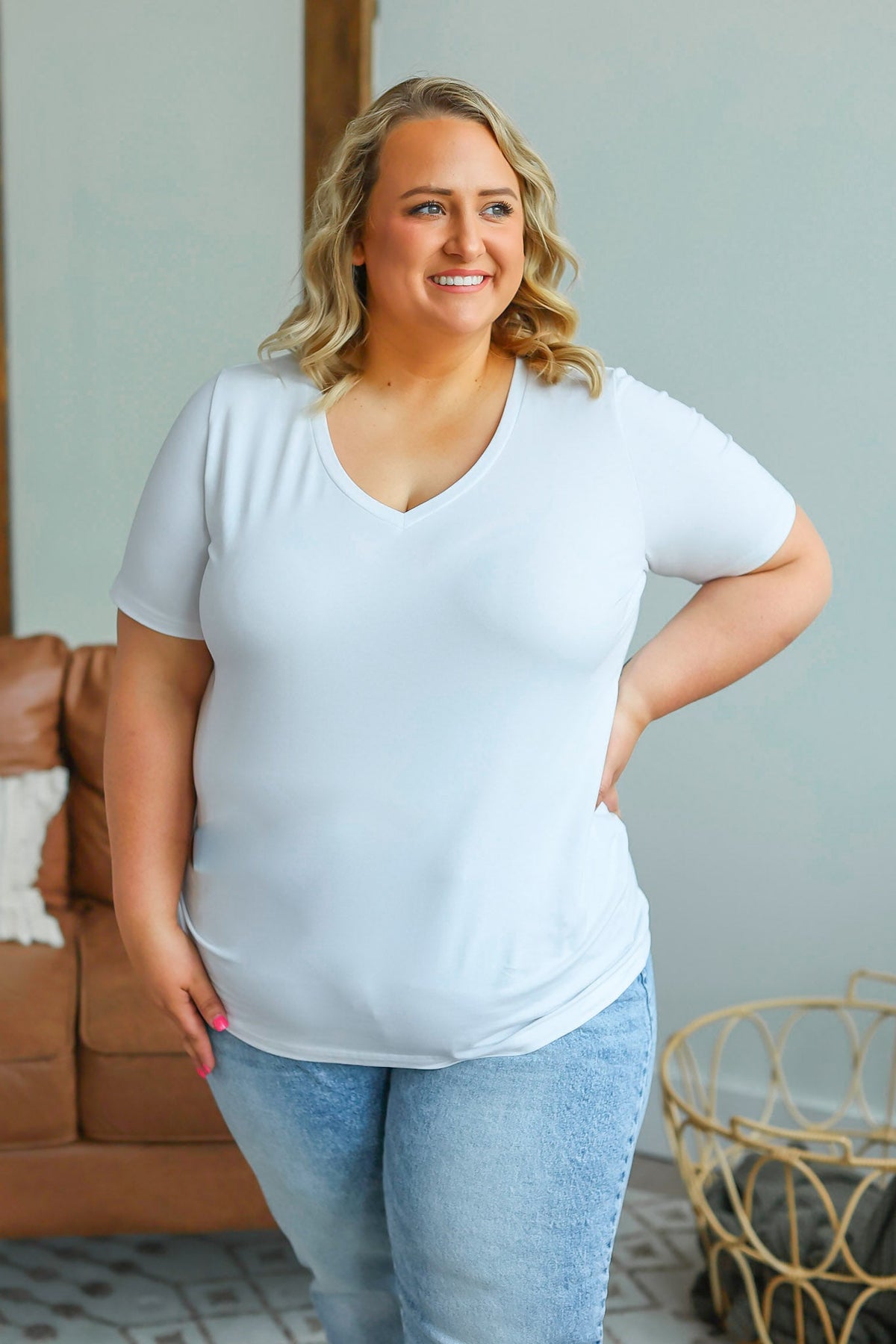 Olivia Tee - White-Tops-Villari Chic, women's online fashion boutique in Severna, Maryland