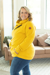 Classic Zoey ZipCowl Sweatshirt - Mustard-Pullover-Villari Chic, women's online fashion boutique in Severna, Maryland